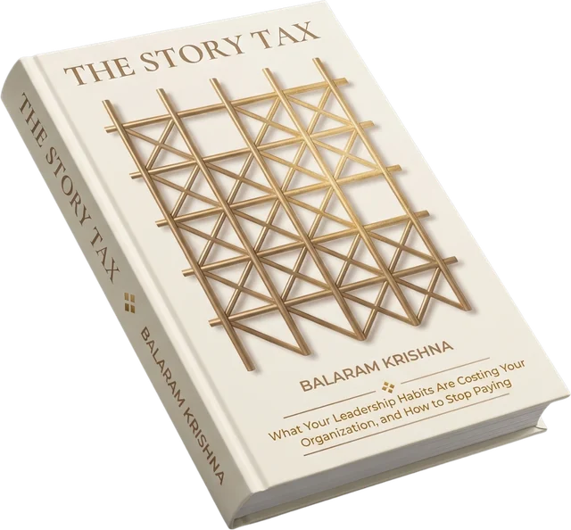 The Story Tax hardcover edition, cream cover with a gold lattice