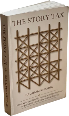 The Story Tax paperback edition, cream cover with a gold lattice